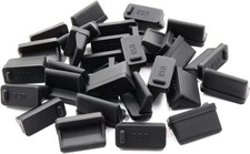 30 Silicone USB Port Covers Dust Protectors for Female End - Black