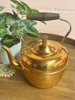 Copral Vintage Copper Tea Kettle with Wooden Handle Made in Portugal