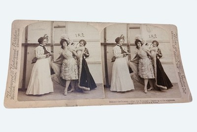Antique 1899 Underwood Stereoview ''Behind The Scenes After Theatrical Triumph''