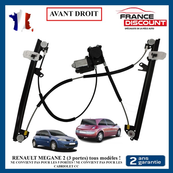 Elektrisches Fensterheber Vorne Rechts + Motor FüR Megane 2 II Coupé 3 TüRen-image
