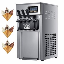 ✅Softeismaschine kommerziellen Arbeitsplatte 2 + 1 Aromen süße Kegel Einfrieren