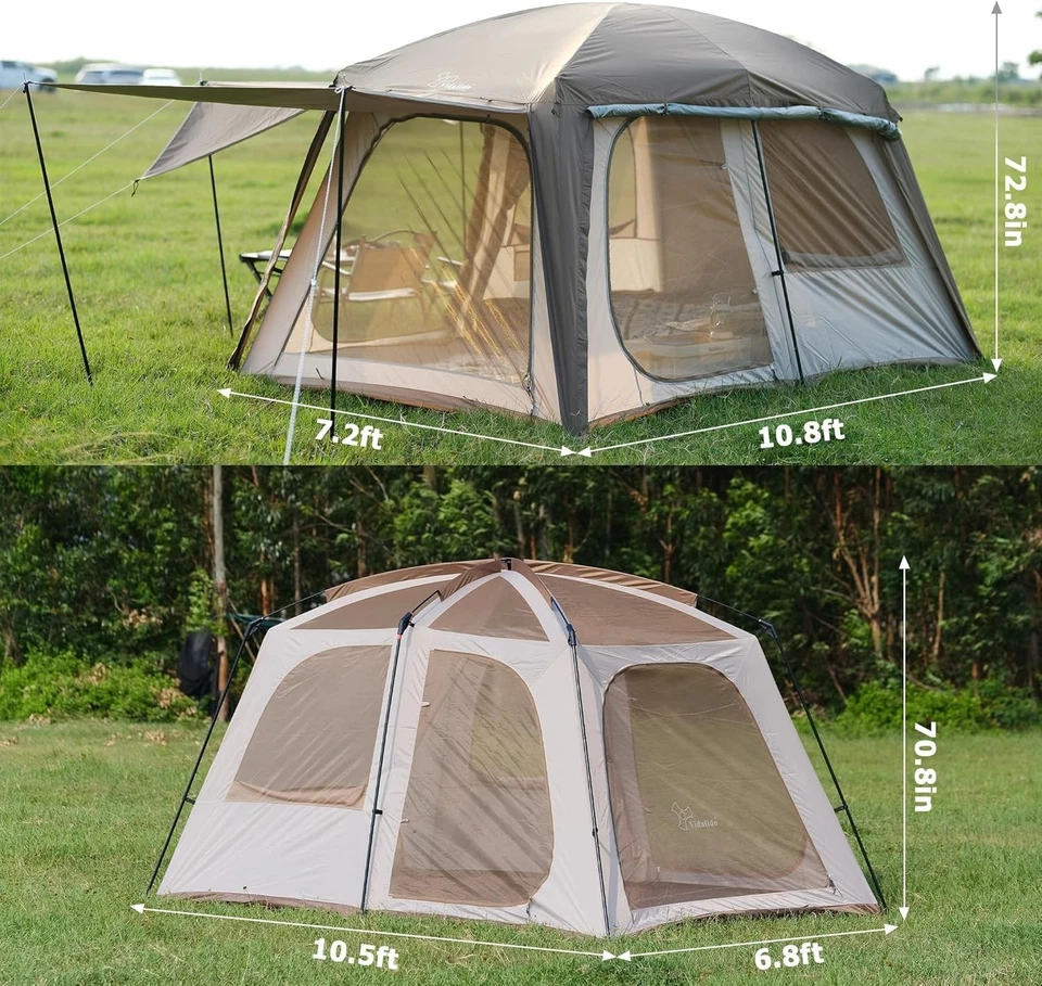 Tienda de campaña 5 personas impermeable cabina familiar domo tienda con 3 puertas Foto 4 de 4