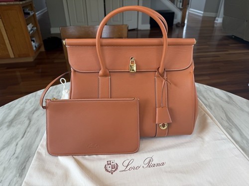 Loro Piana Loom Bag L32 Tan Smooth Calfskin Gold HW + Pouch Dust Bag