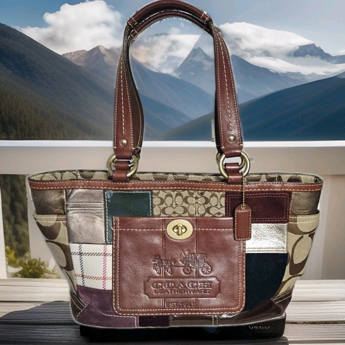 Coach Patchwork Leather Exterior Tote Bags & Handbags for Women