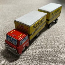 Japanese-made ALLIED tinplate truck with trailer, Showa retro style.
