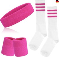 Onupgo 5-Teiliges Gestreiftes SchweißBand Und Socken-Set, Gestreiftes