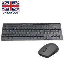 Image of 2.4GHz Wireless Keyboard And Mouse Combo Set UK Full-Size & USB Dongle PC Laptop