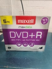 Maxell DVD Recordable Media - DVD R - 16x - 4.70 GB - 5 Pack New Sealed
