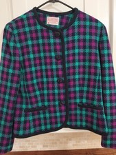 Vintage Pendleton Blazer Womens 10 Colorful Plaid 100 Virgin Wool USA Made 70s