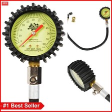 Tire Pressure Gauge 0-60 PSI Glow in The Dark 17 Inch Hose Ball Chuck