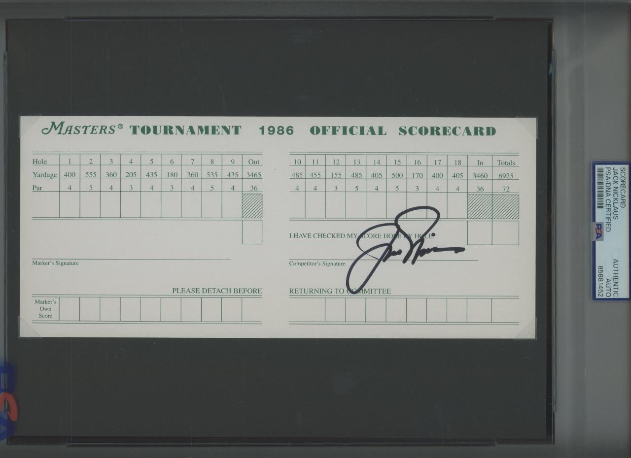 JACK NICKLAUS signed 1986 Masters Official Scorecard | autograph - PSA/DNA cert