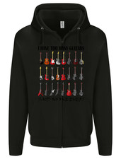 I Have Too Many Guitars Funny Guitarist Mens Zip Up Hoodie