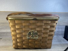 Picnic Basket Basket Ville Putney Vermont Basketville Wicker W Leather Handles