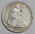 1890 US Seated Liberty Half Dollar 50c Business Strike RARE 12k Minted -5306-