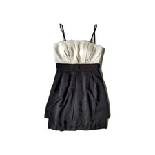 Akac Ecou Women's Black & White Strappy Boned Pleated Evening Mini Dress. Small.