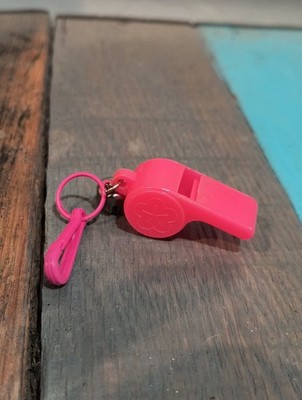 80's Vintage Plastic Charm Necklace Charm Pink Wistle