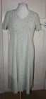 SIZE 16 BHS GREEN BUTTON THROUGH DRESS WITH FLORAL EMBROIDERY & SIDE TIES