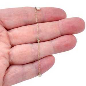 Estate Sterling Silver 925 | Heart Charm Dangle Chain Anklet | 9"-10"