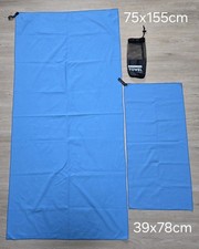 2 Stück Set Mikrofaser Handtuch groß 160x80 cm Badetuch klein 40x80 Tasche