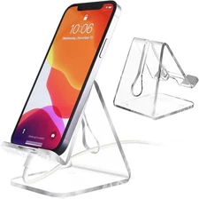 Clear Acrylic Cell Phone Stand Holder Compatible with iPhone Android 4–10" Des