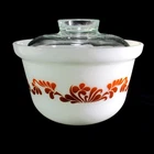 Crown Agee Pyrex AUTUMN Pattern DEEP Casserole Dish & Lid - Vintage Ovenware