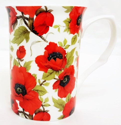 Red Poppy Mugs Set of 6 Fine Bone China Poppies Mugs Hand Decorated in the UK - Picture 8 of 10