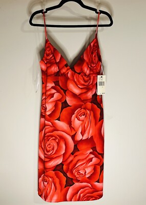 abs allen schwartz red dress A.B.S by Allen Schwartz Women’s Beauriful Spaghetti Floral Red Dress Size  Large