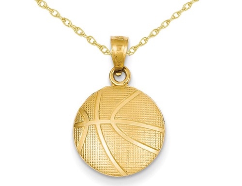 Basketball Pendant Necklace in 14K 