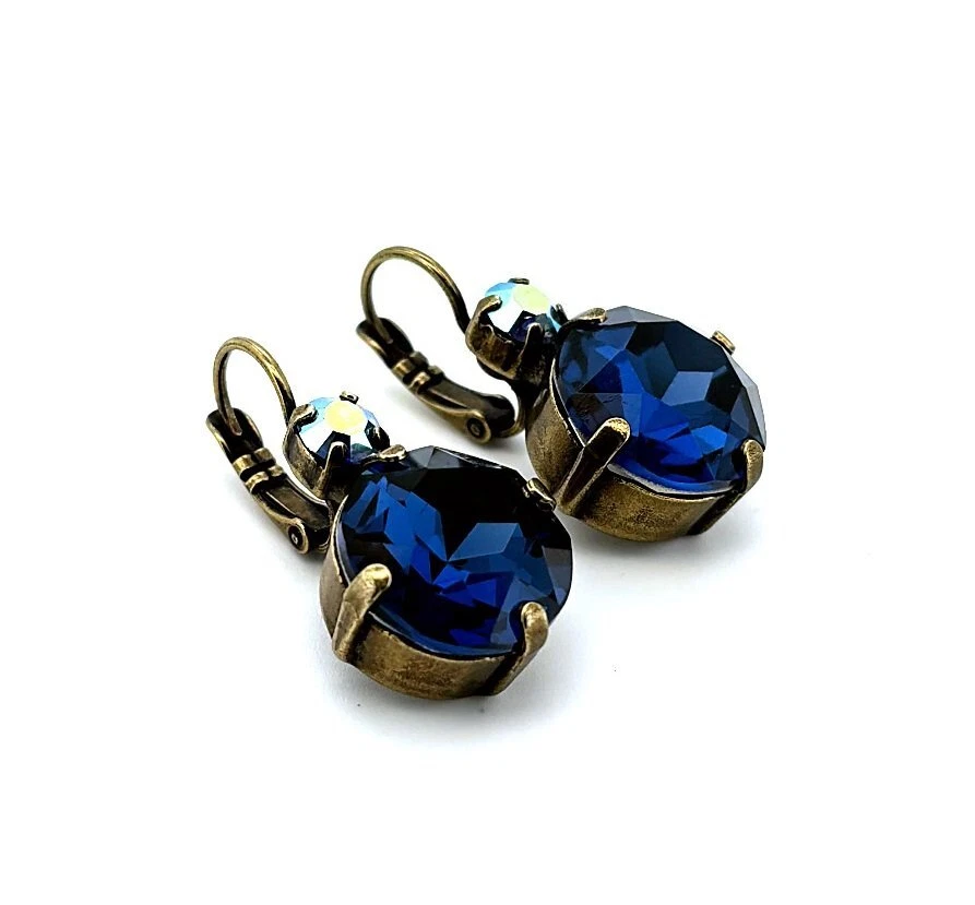 Earrings By Mariana Woman Elegant Montana Blue and AB Swarovski Crystals - Image 3 of 4