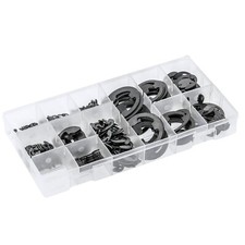External Retaining Ring Set Circlip Kit  300pcs E-Clip in box Steel 1.5mm - 22mm