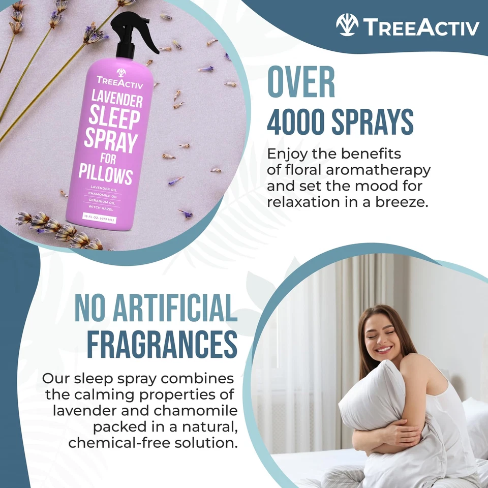 TreeActiv Sleep Spray 16 oz, Lavender Pillow Spray for Sleep Bedding Linen Spray - Image 4 of 4