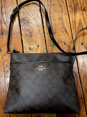 COACH D2097 F29210 black brown leather signature monogram