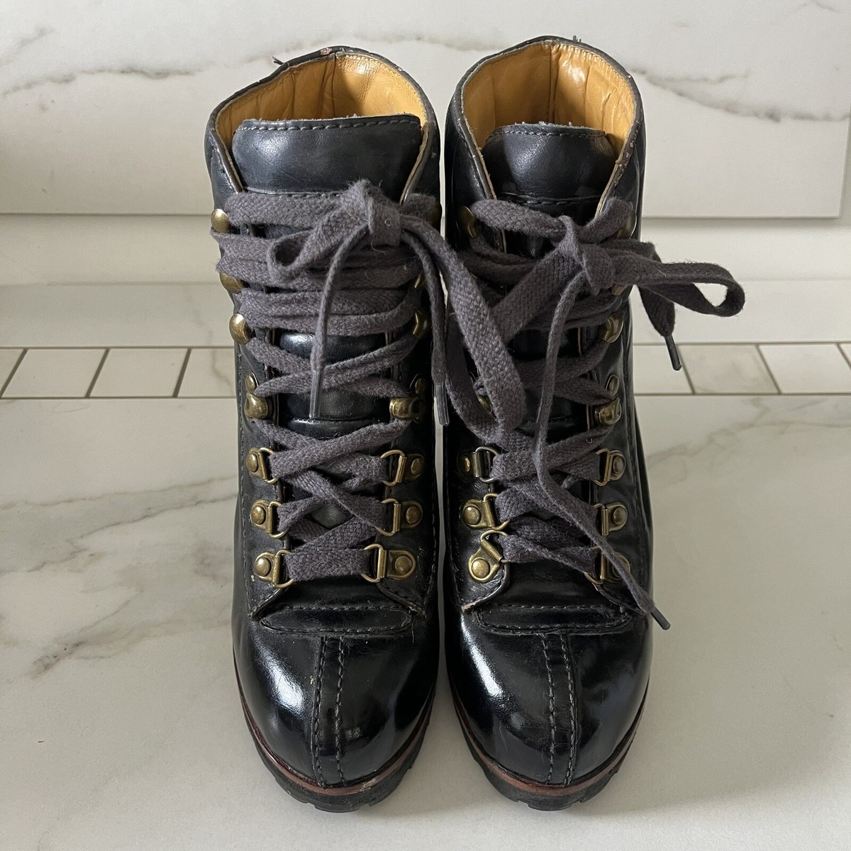 ASHグレー レザー ウェッジブーツ37 ASH Zenith Wedge Boots Womens 37 US 6.5-7 Black Brown