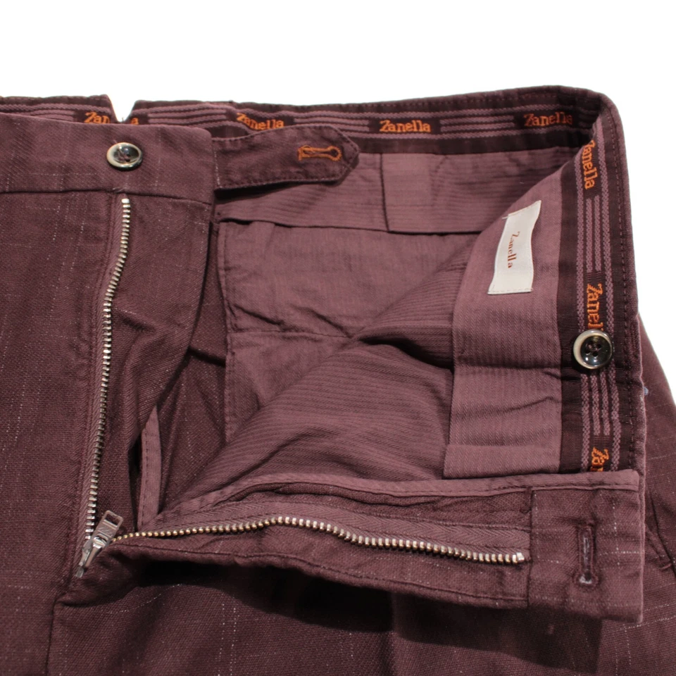 Zanella 全新带标签 Chinos / 休闲裤 34 码美国诺亚勃艮第格子棉混纺 — 第 3/4 张图片