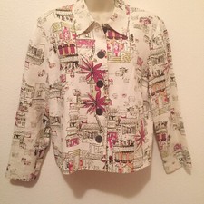 Coldwater Creek Women's Pretty Light Jacket Floral and Landscape Print Size M