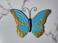 Painted Metal Hanging Butterfly Wall Decoration Blue Gold
