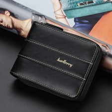 Men Leather Zipper Wallet RFID Blocking Zip Around Front Pocket Bifold Wallet