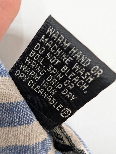 Trent Nathan Women's Shirt Top Blue White Striped Button Up Long Slv Preppy Sz L - Picture 10 of 11