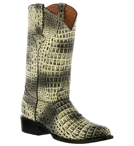 Botas occidentales para punta redonda completa con estampado vientre de cuero botas naturales | eBay