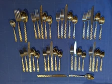 Pfaltzgraff Wheels Frost 38 Pc Stainless Flatware Set 7 Place Settings & Serving