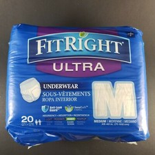 Medline FitRight Ultra Protective Underwear Medium 28-40" Waist 20 Pack 2847