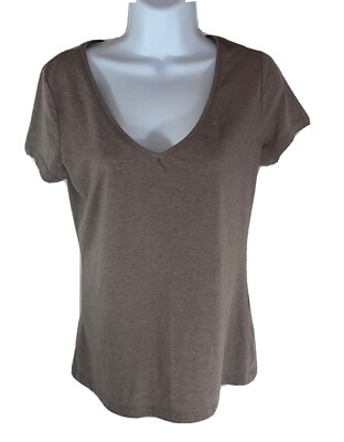 H M Basic Scoop Neck Women’s Short Sleeve Taupe T Shirt Size Medium  RN#101255