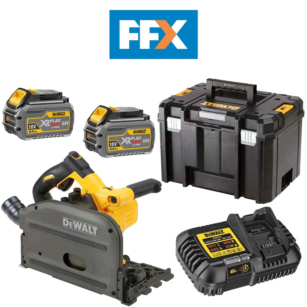 DeWalt DCS520T2 54V XR FLEXVOLT 2 x 6.0Ah Li ion Plunge Saw in T