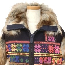 Sacai Jacket Coat Wool Navy Brown Multicolor