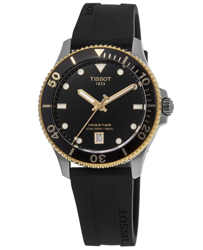 Новые мужские кварцевые часы Tissot Seastar 1000 с черным циферблатом T120.410.27.051.00