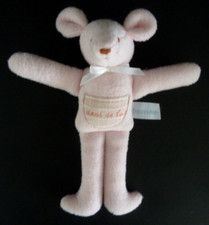 34. DOUDOU PELUCHE TROUSSELIER SOURIS ROSE BLANC MARRON Dent de lait poche  TTBE