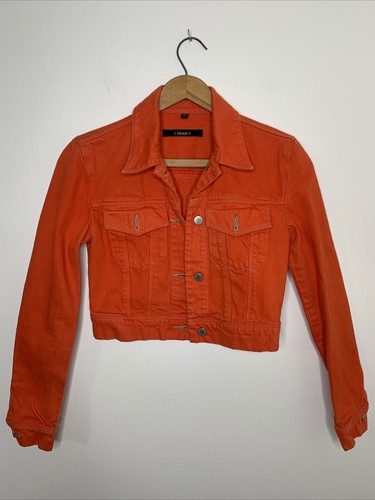 J Brand Orange Denim Cropped Jacket 