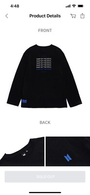Official BTS 💜Map of the Soul Tour L /S Ver. 1 Black M | eBay