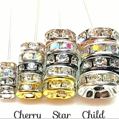 50x gold blk silver pl white AB crystal rondelles spacer beads 4-10 mm