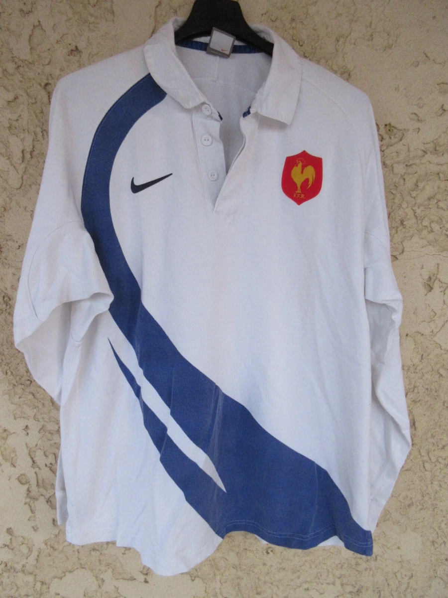 Maillot rugby MURET porté n°8 vintage blanc shirt XXL